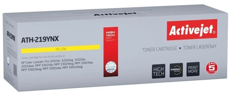 Activejet ATH-219YNX Toneris HP spausdintuvui, HP 219X W2192X; Supreme; 2500 puslapių; geltonas, su drožle
