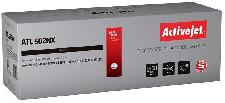 Toneris Activejet ATL-502NX (pakaitinis Lexmark 502X/50F2X00, Supreme, 10000 puslapių, juodas)