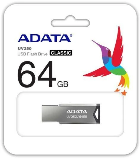 ADATA | USB Flash Drive | UV250 | 64 GB | USB Type-A | Sidabrinis