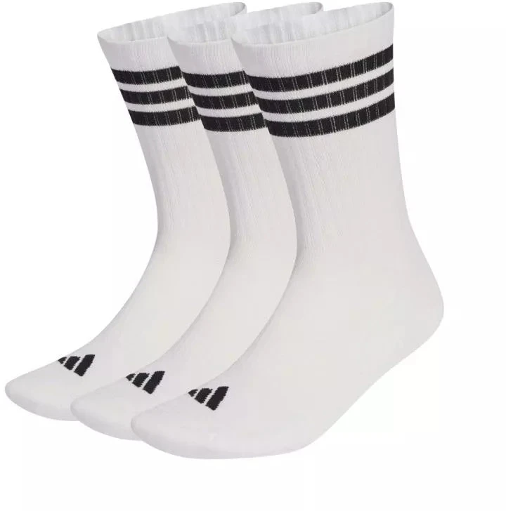 Adidas 3 Dryžuotos Sustiprintos Sportinės Kojinės, 3 poros, baltos ir juodos JZ0532