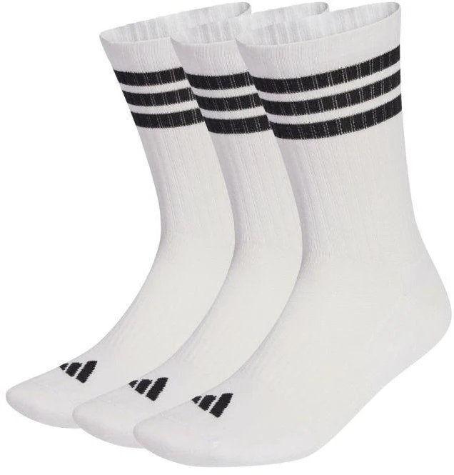 Adidas 3 Dryžuotos Sustiprintos Sportinės Kojinės, 3 poros, baltos ir juodos JZ0532