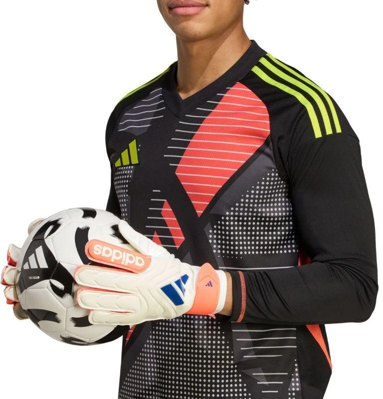 adidas Copa Glove Club futbolo vartininko pirštinės, baltos ir oranžinės JN5339