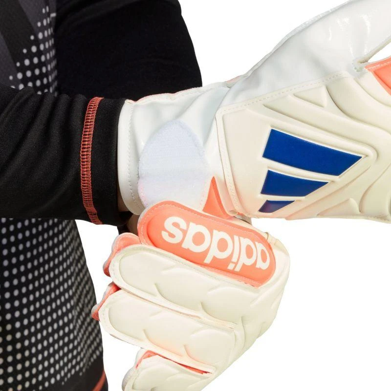 adidas Copa Glove Club futbolo vartininko pirštinės, baltos ir oranžinės JN5339