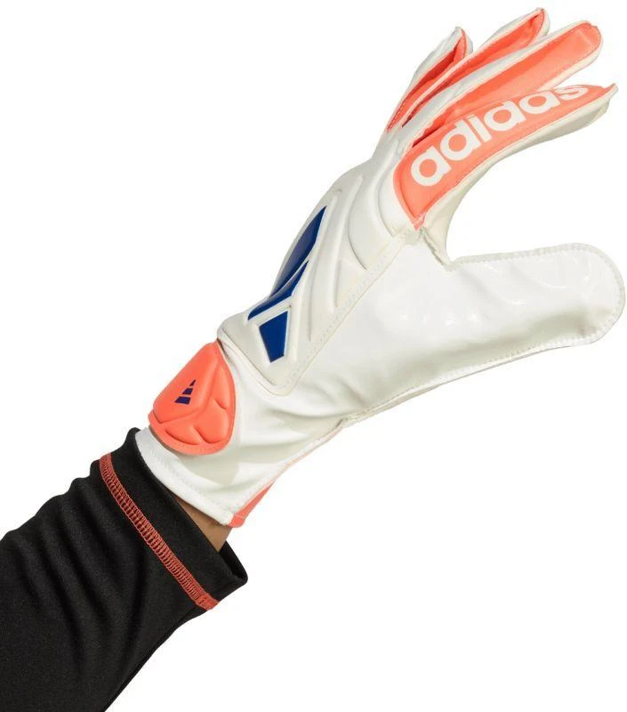 adidas Copa Glove Club futbolo vartininko pirštinės, baltos ir oranžinės JN5339