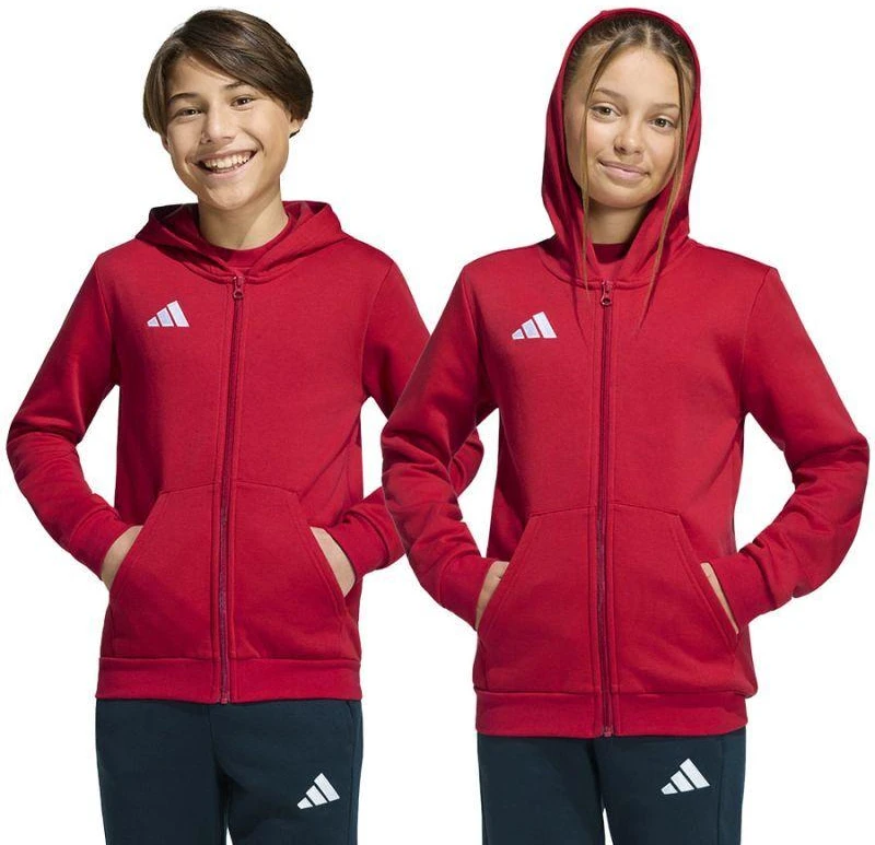adidas Entrada 26 Vaikiškas džemperis su pilnu užtrauktuku Raudonas KH1781