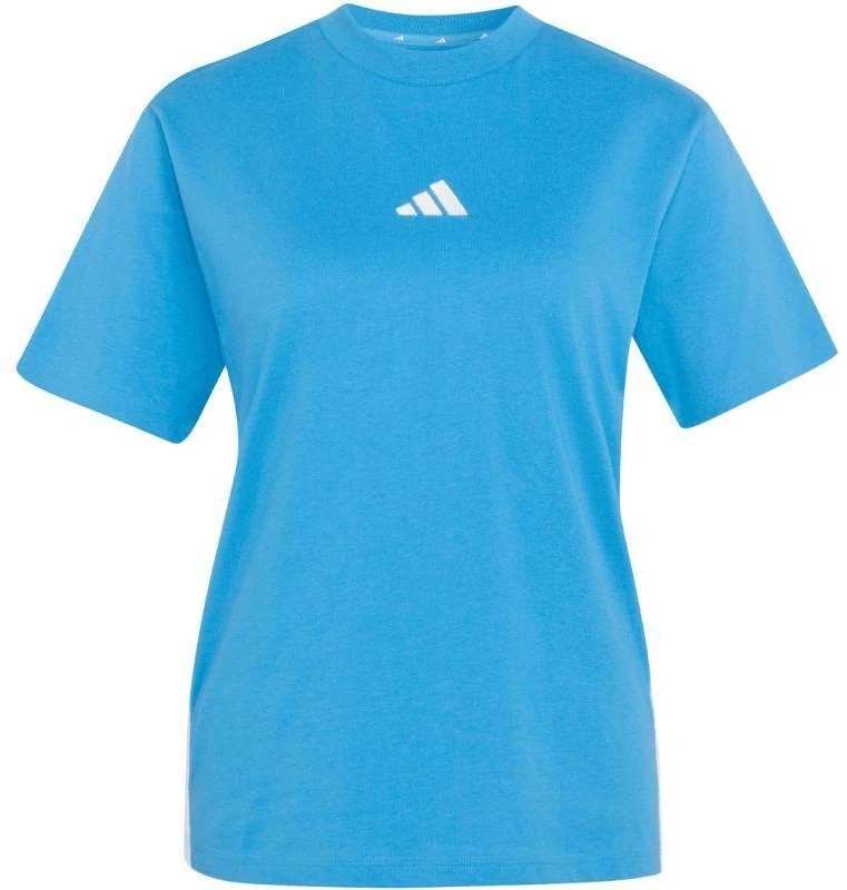 adidas Essentials 3-Stripes medvilniniai moteriški marškinėliai, šviesiai mėlyni, KC5197