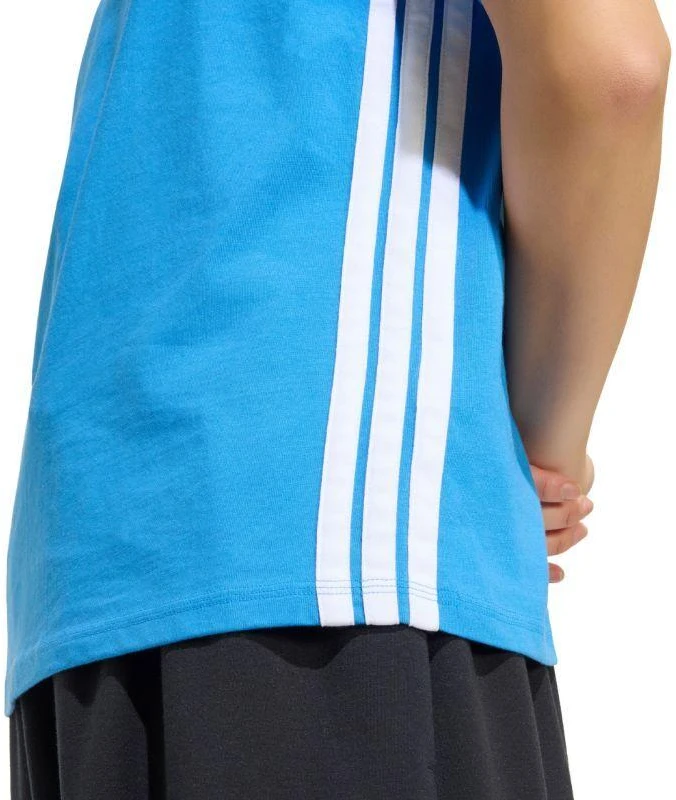 adidas Essentials 3-Stripes medvilniniai moteriški marškinėliai, šviesiai mėlyni, KC5197