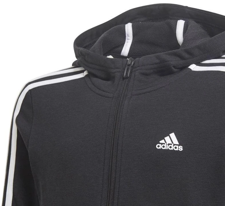 Adidas Essentials 3S Jaunimo džemperis su gobtuvu ir užtrauktuku GQ8356