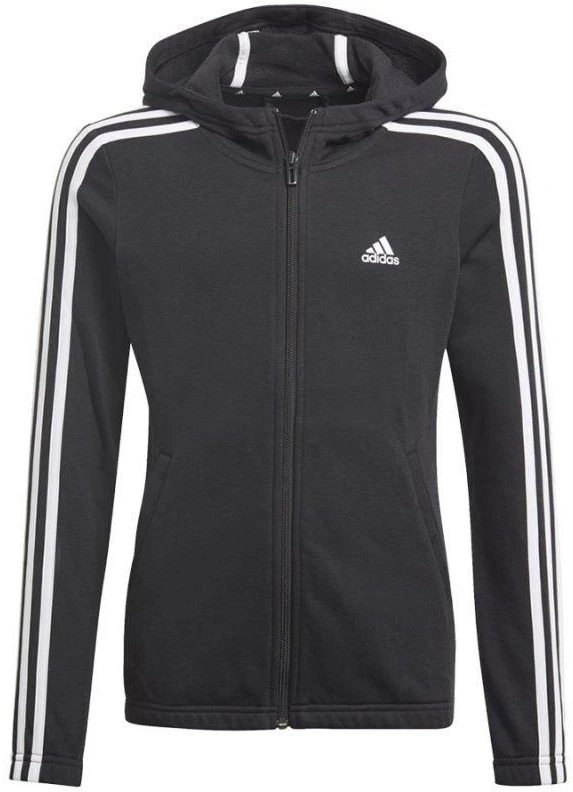 Adidas Essentials 3S Jaunimo džemperis su gobtuvu ir užtrauktuku GQ8356