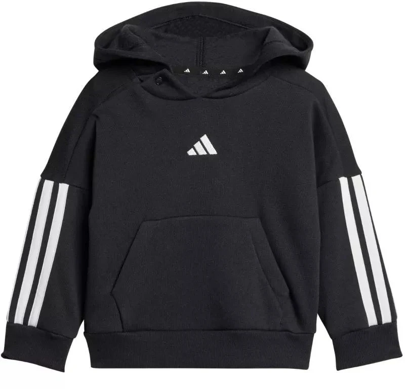 adidas Essentials Joggeriai 3 juostelių Fleece džemperis su gobtuvu Sportinis kostiumas vaikams Juodas JD6484