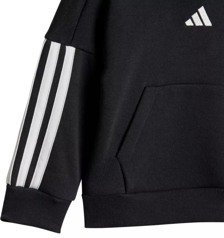 adidas Essentials Joggeriai 3 juostelių Fleece džemperis su gobtuvu Sportinis kostiumas vaikams Juodas JD6484