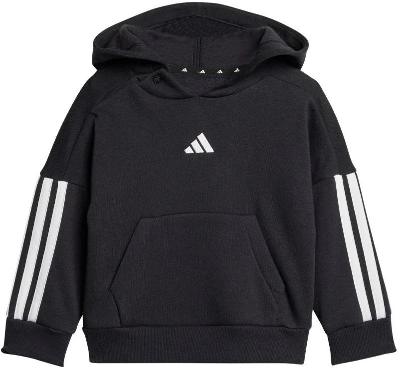 adidas Essentials Joggeriai 3 juostelių Fleece džemperis su gobtuvu Sportinis kostiumas vaikams Juodas JD6484