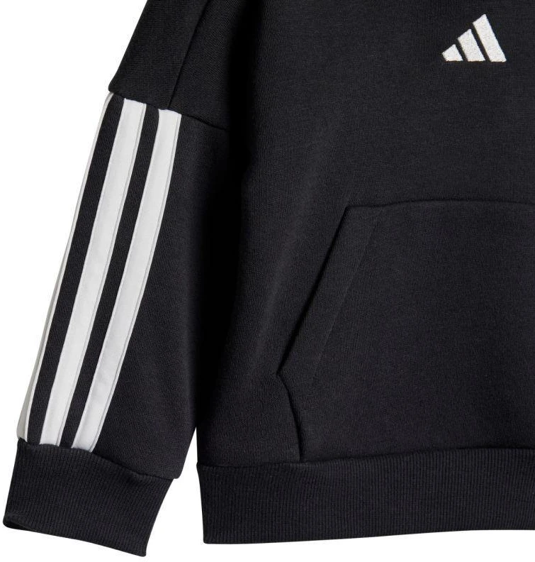 adidas Essentials Joggeriai 3 juostelių Fleece džemperis su gobtuvu Sportinis kostiumas vaikams Juodas JD6484