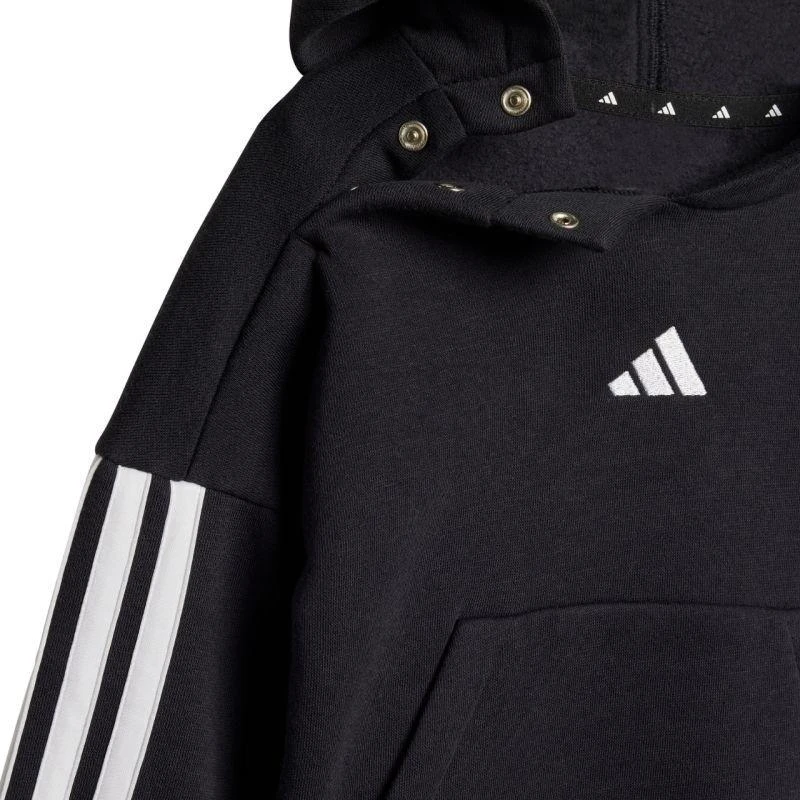 adidas Essentials Joggeriai 3 juostelių Fleece džemperis su gobtuvu Sportinis kostiumas vaikams Juodas JD6484