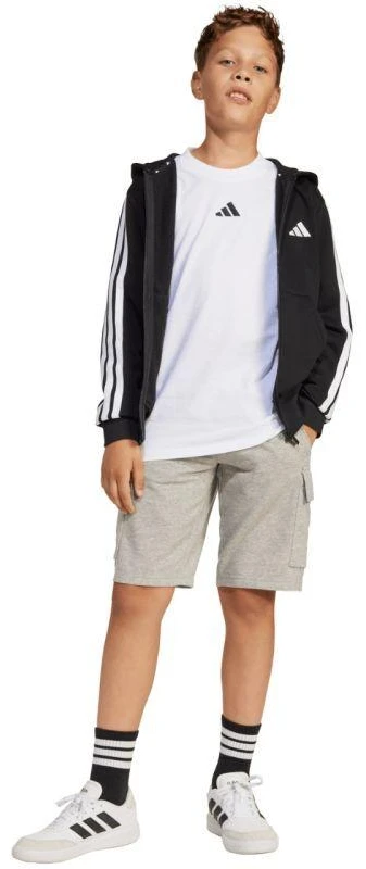 adidas Essentials Vaikiškas džemperis su užtrauktuku, juoda ir balta, JD6494
