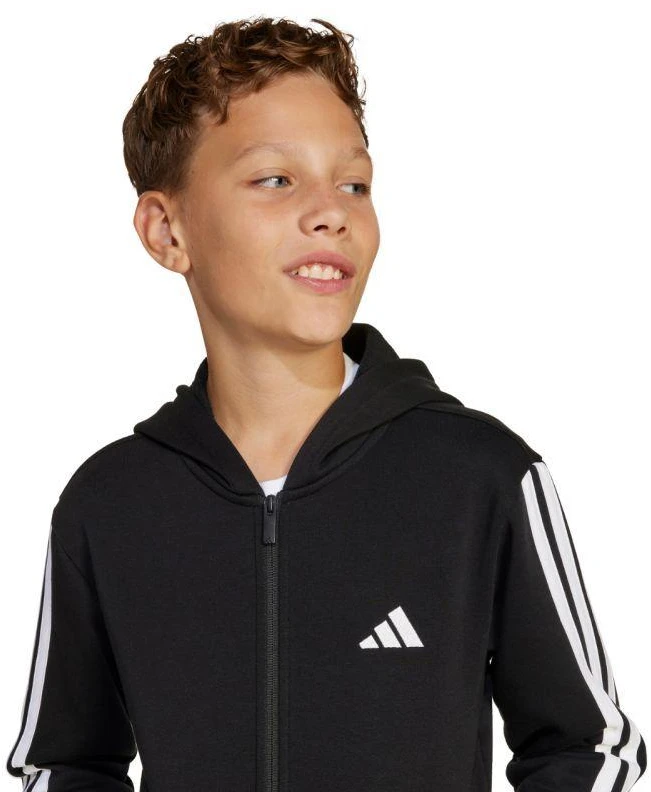 adidas Essentials Vaikiškas džemperis su užtrauktuku, juoda ir balta, JD6494