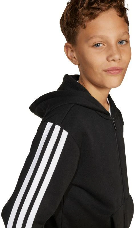 adidas Essentials Vaikiškas džemperis su užtrauktuku, juoda ir balta, JD6494