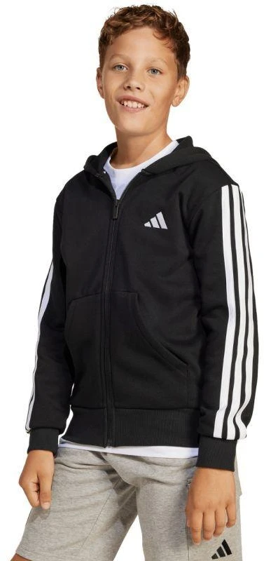 adidas Essentials Vaikiškas džemperis su užtrauktuku, juoda ir balta, JD6494