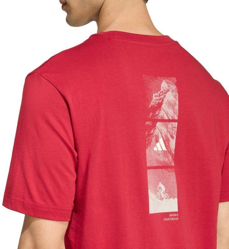 adidas Lauko kalnų dviračių sporto grafiniai vyriški marškinėliai Raudoni KB2538