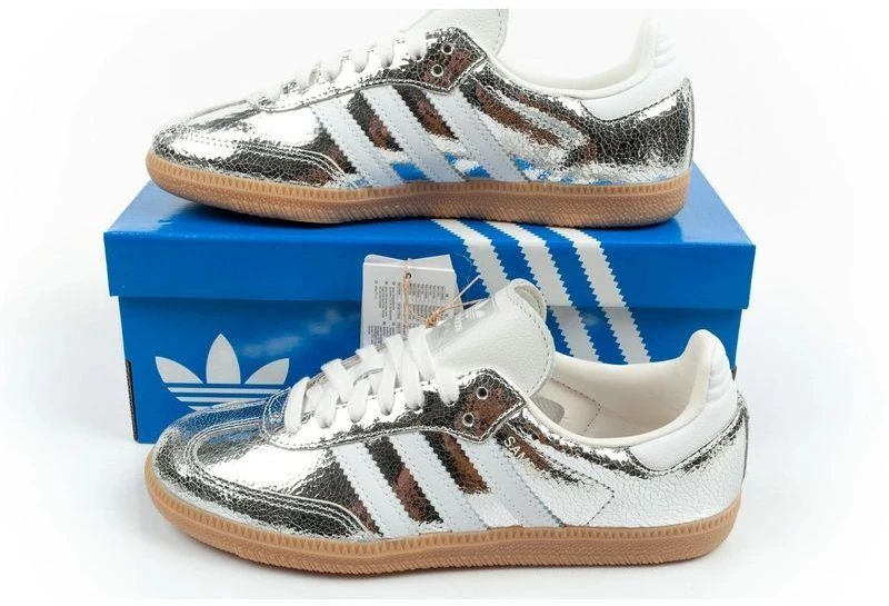 Adidas moteriški sportiniai bateliai Samba OG sidabriniai madingi odiniai kedai