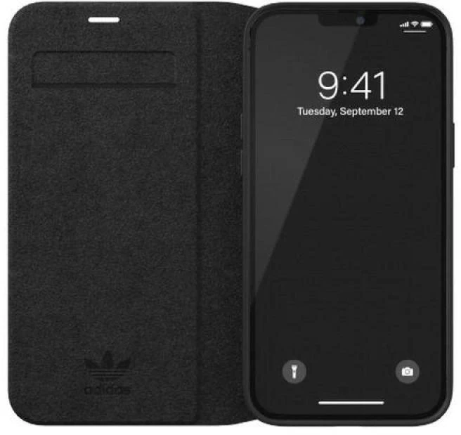 Adidas OR Booklet Dėklas BASIC Apple iPhone 12 Pro Max 6,7″ juodos spalvos baltos spalvos 42228