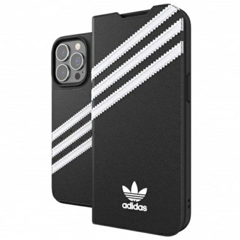 Adidas OR Booklet Dėklas PU Apple iPhone 13 Pro/ 13 6,1″ juodos spalvos baltos spalvos 47112