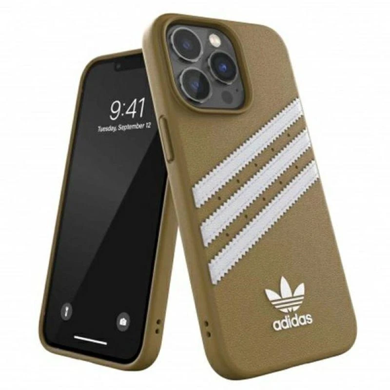 Dėklas Adidas OR Moulded PU Apple iPhone 13 Pro / 13 6,1" smėlio-auksinis 47806