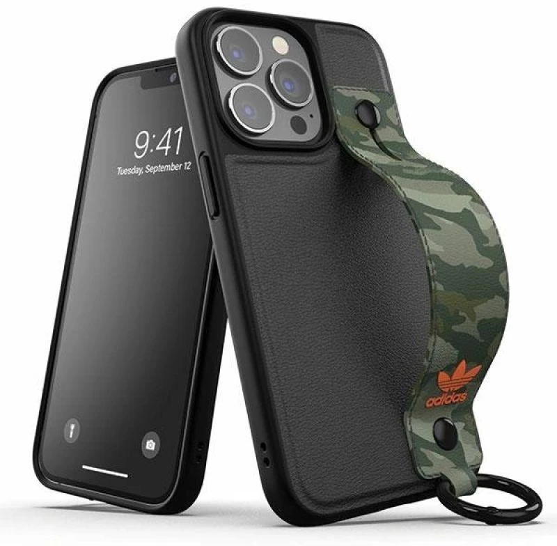 Adidas OR Hand Strap dėklas Apple iPhone 13 Pro/13 6,1″ juodos spalvos-žalios spalvos 47111