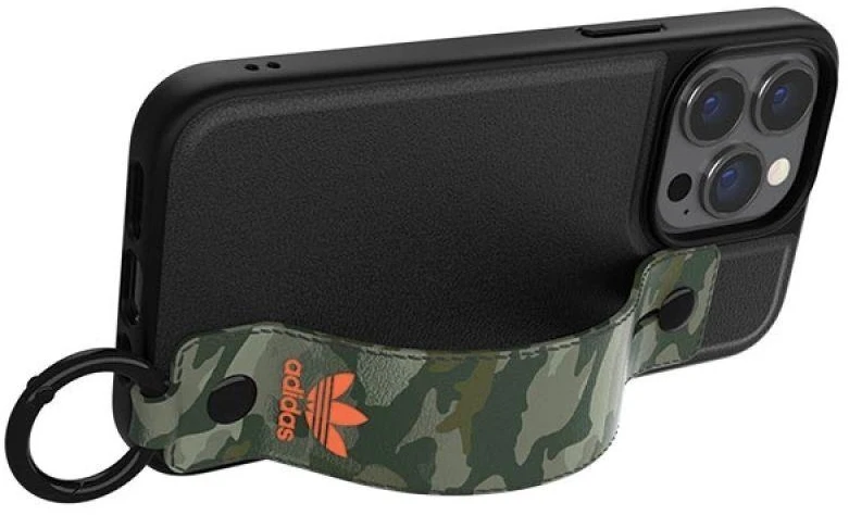 Adidas OR Hand Strap dėklas Apple iPhone 13 Pro/13 6,1″ juodos spalvos-žalios spalvos 47111