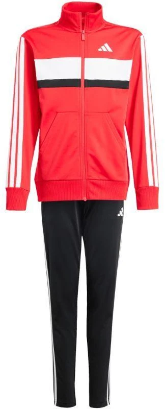 adidas Seasonal Essentials Tiberio 3 juostelių trikotažinis vaikiškas sportinis kostiumas, raudonas ir juodas JI6214