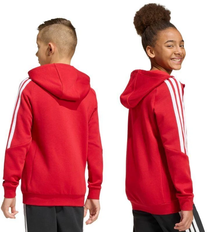 adidas Tiro 26 League sportinis džemperis su pilnu užtrauktuku ir gobtuvu vaikams raudonas KF9101