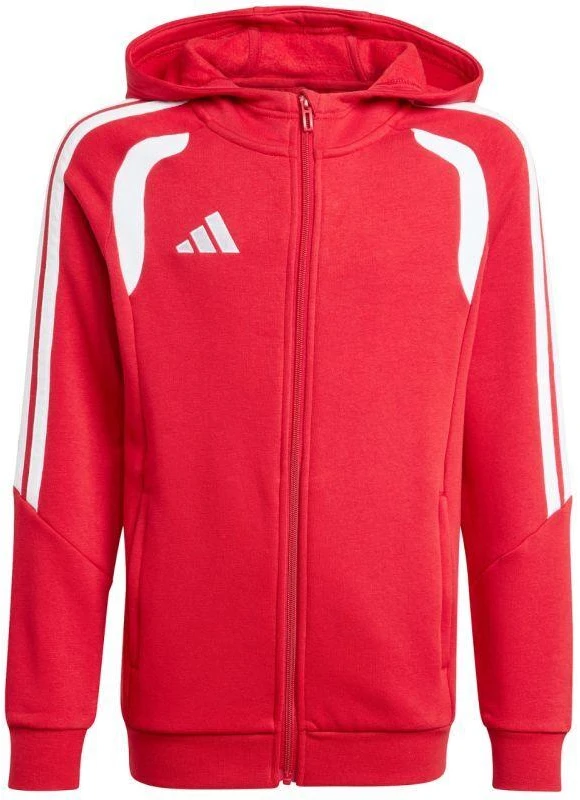 adidas Tiro 26 League sportinis džemperis su pilnu užtrauktuku ir gobtuvu vaikams raudonas KF9101