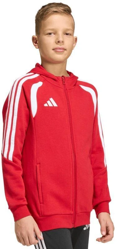 adidas Tiro 26 League sportinis džemperis su pilnu užtrauktuku ir gobtuvu vaikams raudonas KF9101