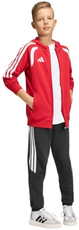 adidas Tiro 26 League sportinis džemperis su pilnu užtrauktuku ir gobtuvu vaikams raudonas KF9101