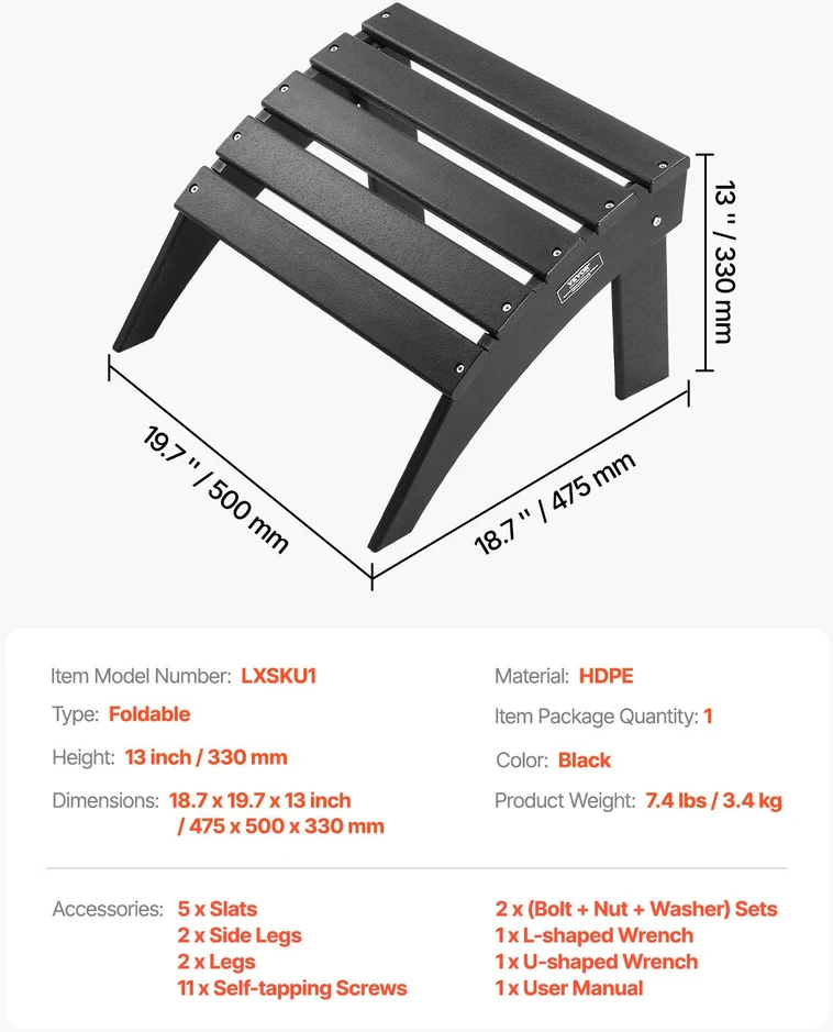 VEVOR Adirondack sulankstomas pakojis