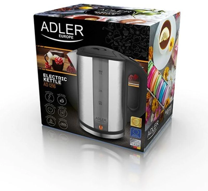 Adler | Virdulys | AD 1216 | Standard | 2000 W | 1.7 L | Nerūdijantis plienas | 360° rotational base