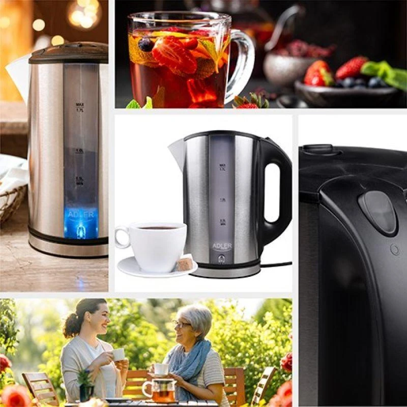 Adler | Virdulys | AD 1216 | Standard | 2000 W | 1.7 L | Nerūdijantis plienas | 360° rotational base