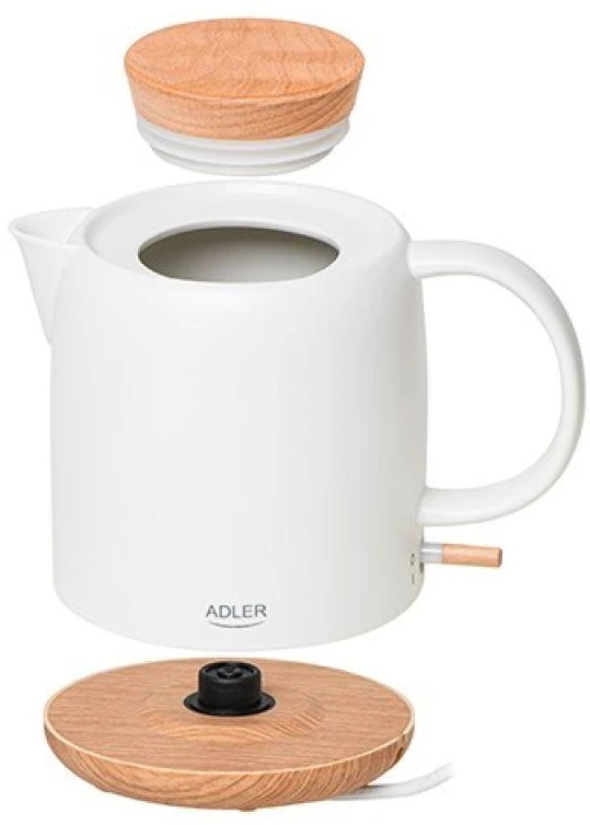 Adler Electric Virdulys | 1304 m. AD | Elektrinis | 1200 W | 1 L | Keramika | 360° sukamasis pagrindas | Baltas