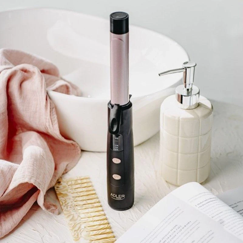Adler Cordless Curling Iron | AD 2120 | Temperature (min) 170 °C | Ekranas LED | Juodas/Rose Gold