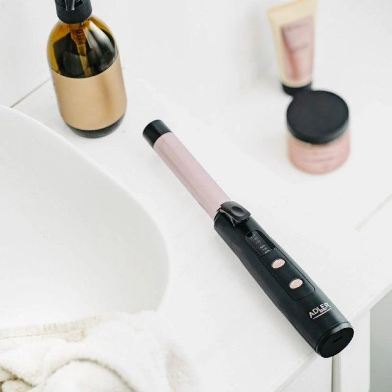 Adler Cordless Curling Iron | AD 2120 | Temperature (min) 170 °C | Ekranas LED | Juodas/Rose Gold