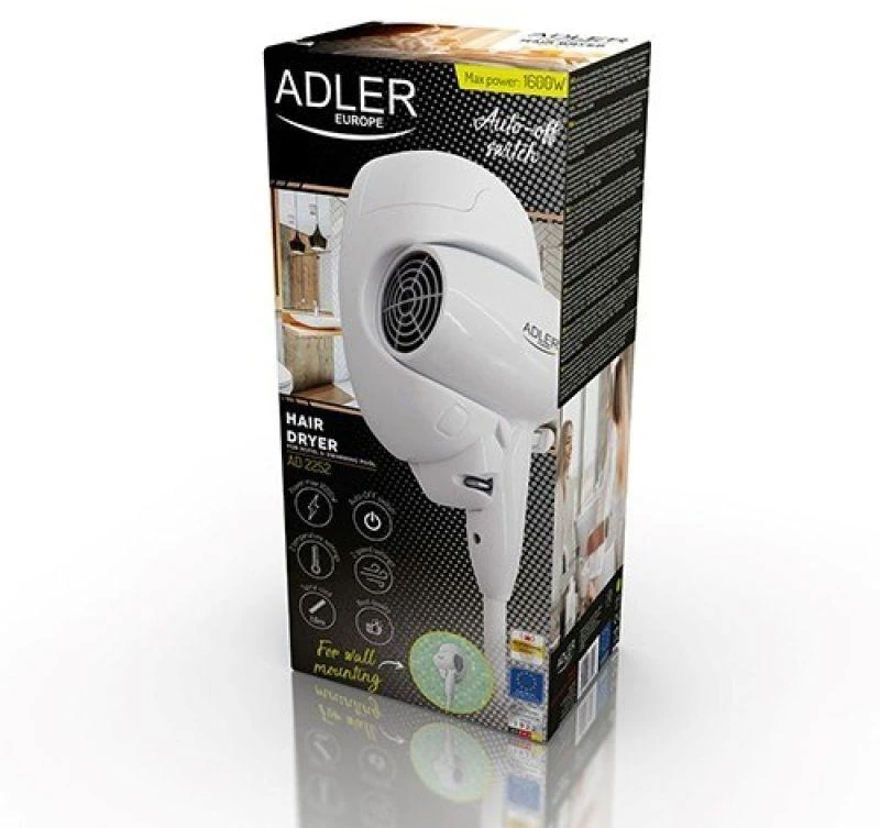 Adler | Plaukų džiovintuvas for hotel and swimming pool | AD 2252 | 1600 W | Number of temperature settings 2 | Baltas