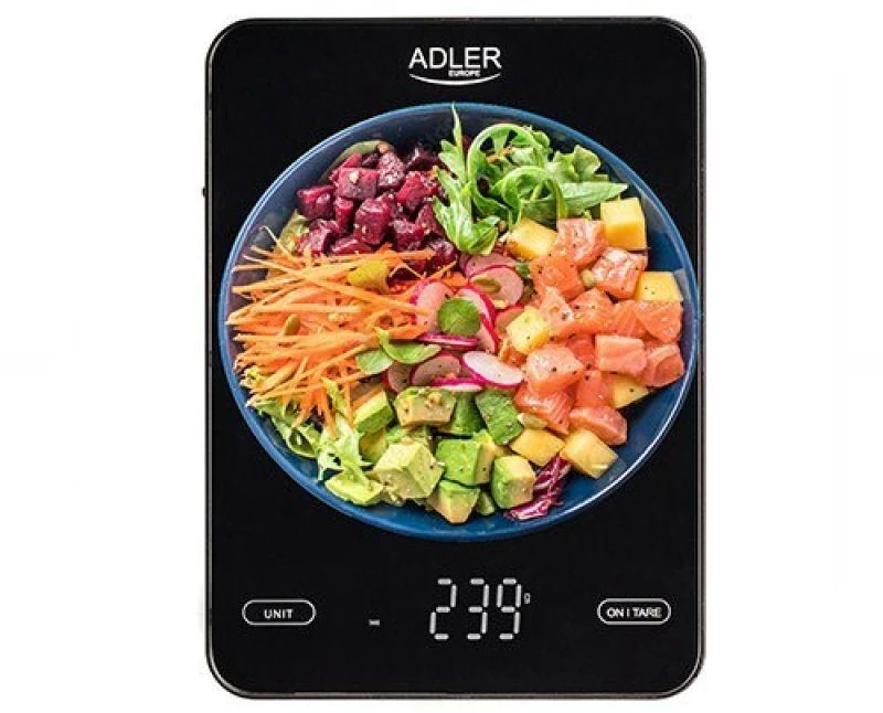 Virtuvinės svarstyklės Adler | Virtuvės svarstyklės | AD 3177b | Didžiausias svoris (talpa) 10 kg | Juodas