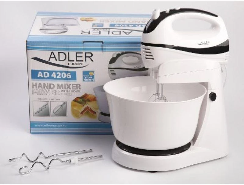 Virtuvinis kombainas Adler | Mixer | AD 4206 | Mixer with bowl | 300 W | Greičių skaičius 5 | Turbo mode | Baltas