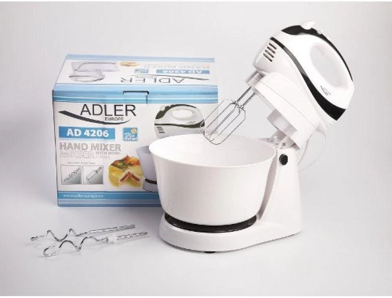 Virtuvinis kombainas Adler | Mixer | AD 4206 | Mixer with bowl | 300 W | Greičių skaičius 5 | Turbo mode | Baltas