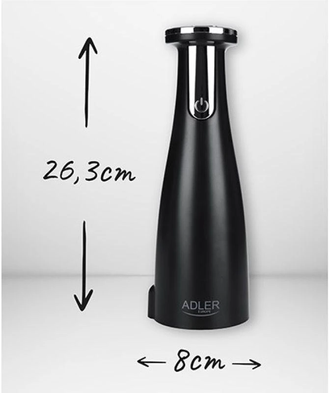 Adler | Elektrinis druskos ir pipirų malūnėlis | AD 4449b | Korpuso medžiaga ABS plastikas | 7 W | Ličio | Matinis Juodas
