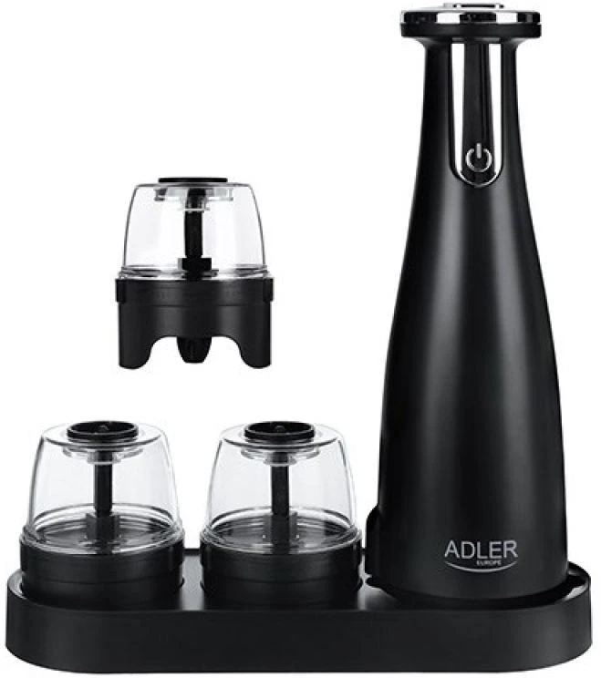 Adler | Elektrinis druskos ir pipirų malūnėlis | AD 4449b | Korpuso medžiaga ABS plastikas | 7 W | Ličio | Matinis Juodas