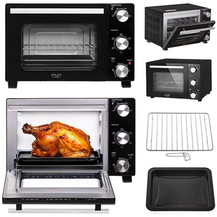 Mikrobangų krosnelė Adler elektrinė orkaitė | AD 6024 | 22 L | 1300 W | Juodas