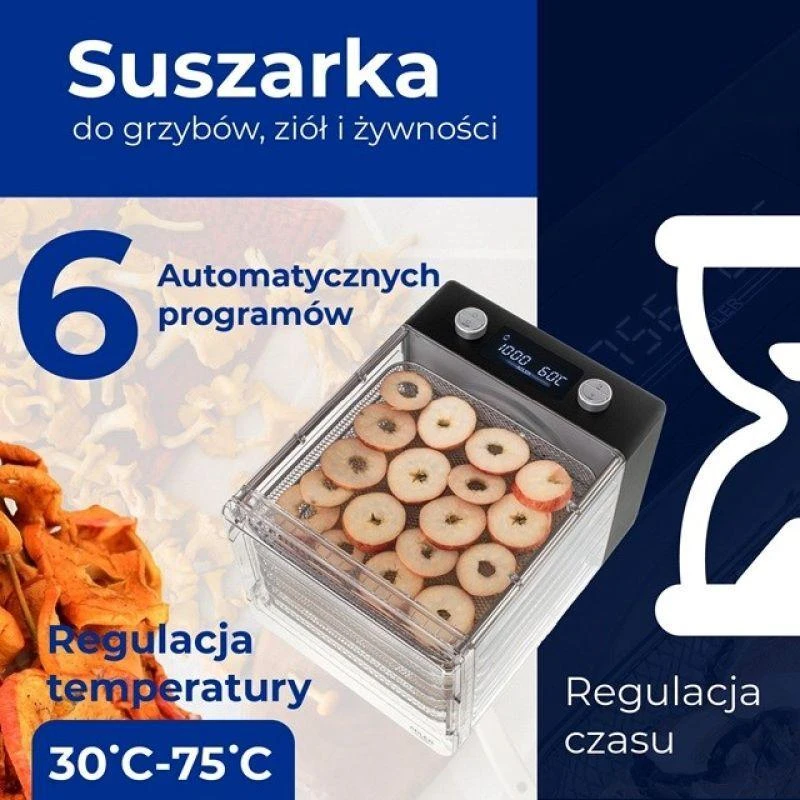 Adler | Maisto džiovyklė | AD 6660 | Galia 600 W | Dėklių skaičius 6 | Integruotas laikmatis | Juodas