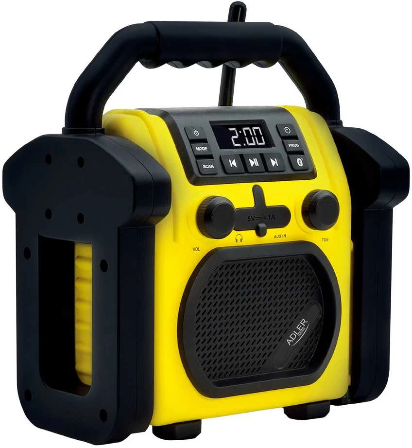 Adler | Construction radio with Bluetooth | AD 1911 | AUX in | Juodas/Geltona