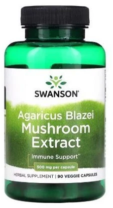 Agaricus blazei grybo ekstrakto kapsulės Swanson 500 mg, 90 kapsulių